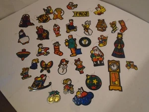 Vintage Lot Of 36 Vellum Plastic Stained Light /Suncatchers Christmas Ornaments - Picture 1 of 6