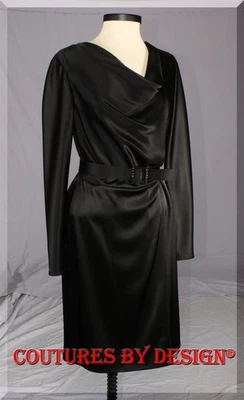 Vestido envolvente St John Knits satinado líquido manga larga caviar talla 4 nuevo con etiquetas precio de venta sugerido por el fabricante 995 USD Foto 1 de 2