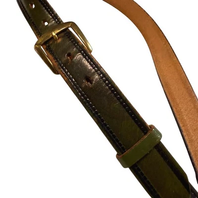 Cinturón de cuero genuino para hombre talla 36 verde oscuro hebilla de latón cuero de grano superior Foto 1 de 4