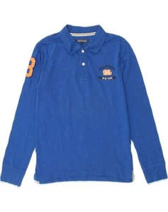 TOMMY HILFIGER Boys Long Sleeve Polo Shirt 11-12 Years Blue Wool AE03 - Picture 1 of 4