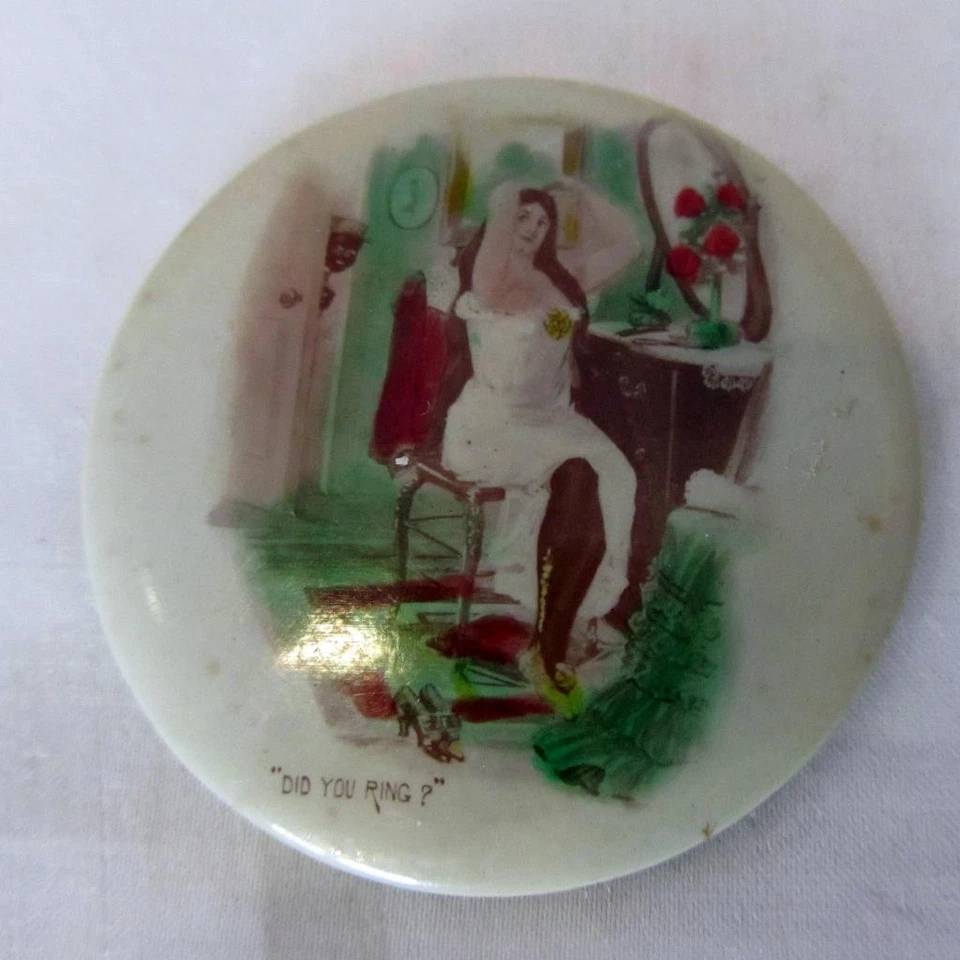Pocket Mirror - Risque Naughty Girl - Antique Celluloid - 2-1/4" - Early 1900's - Image 1 of 1