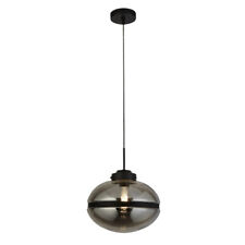 Searchlight MERINGUE 1LT smoke glass pendant light with black tape dimmable