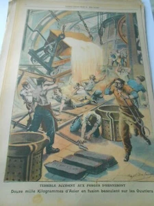 1905 Terrible accident aux force d'Hennebont 12000 kg acier Illustration Gravure - Picture 1 of 1