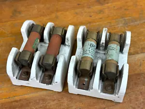 BLOQUES DE FUSIBLES DE PORCELANA Shawmut de colección 60a 250v - sin astillas ni grietas, steampunk - Imagen 1 de 15