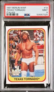 1991 Merlin WWF Texas Tornado #13 PSA 9 Kerry Von Erich WWE MINT ROOKIE ITALIAN - Bild 1 von 1