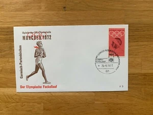 GERMANY 1972 FDC MUNICH OLYMPICS MAYER TORCH BEARER FLAME GARMISCH-PARTENKIRCHEN - Picture 1 of 1