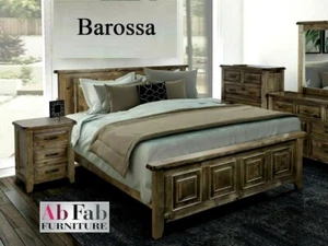BAROSSA KING TIMBER BEDROOM SUITE BED 2 BEDSIDE CHEST 1 TALLBOY 1 LOWBOY - Picture 1 of 6