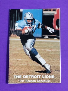 1991 DETROIT LIONS VINTAGE POCKET FOOTBALL SCHEDULE NFL - Picture 1 of 4