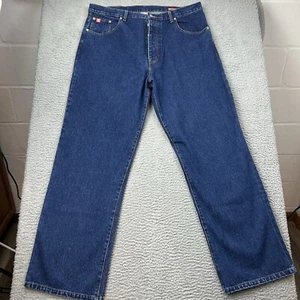 DC Wide Bootcut Button Fly Blue Jeans Mens Size 36x32 Y2K Retro Measures 38x33 - Picture 1 of 8