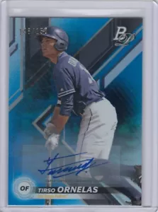 2019 BOWMAN PLATINUM TOP PROSPECTS TIRSO ORNELAS PADRES AUTOGRAFO BLU #D150 - Foto 1 di 1