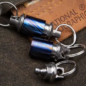 HotTitanium Timascus Insert Buckle Ring Portable Double Keychain Pendant EDCTool - Picture 1 of 7