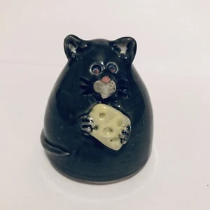 Volkskunst Keramik Maus Ratte Käse signiert skurrile glasierte Feige OOAK Büro Kunst - Bild 1 von 12