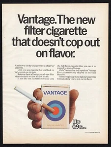 1971 Vantage Filtro Sigaretta Autentico Gusto Tabacco Gusto No Tar Stampa Pubblicità Vintage - Foto 1 di 3