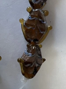 Lampwork Glass Bead Fish 21x20x8mm beads Brown With Blue And Gold 20 Fish Beads - Picture 1 of 14