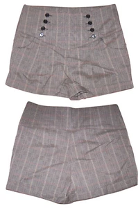 PRETTY GOOD Ladies Shorts Brown Plaid Office Career Buttoned Jun L Waist 16" - Picture 1 of 9