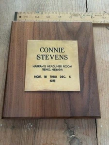 Connie Stevens HARRAH'S CASINO HEADLINER PLAQUE RENO 1971 - Picture 1 of 3