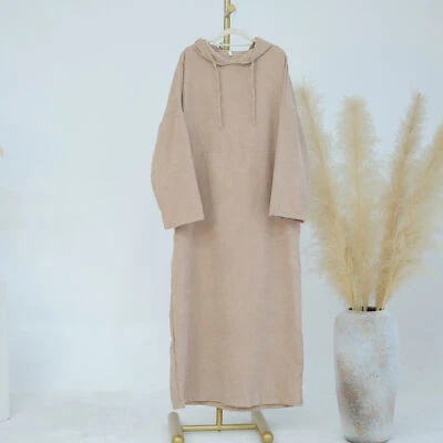 Dubai Hooded Abaya Women Kaftan Muslim Maxi Dress Winter Warm Caftan Arab Robes - Image 1 of 4