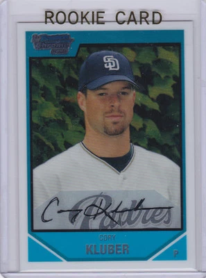 COREY KLUBER 1st RC 2007 Bowman Chrome ROOKIE CARD Baseball CLEVELAND INDIANS - Image 1 of 2