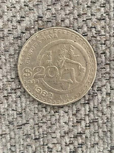 1980 Mexico 20 Pesos Copper Nickel Coin -32MM-Culture Maya Commemorative KM#486 - Picture 1 of 2