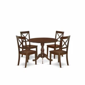 East West Furniture DMBO5-MAH-W 5 Piece Dining Table Set Contains 1 Drop... - Picture 1 of 3