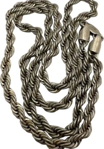 Vintage Silver Plated Twisted Rope Chain Necklace 20" Elegant Lightweight - Picture 1 of 6