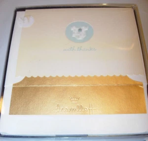new 10 blue ivory hallmark baby shower thank you notes note cards & ENVELOPES - Picture 1 of 2