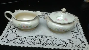 Homer Laughlin Virginia Rose Creamer and Sugar Bowl with Lid - Picture 1 of 7