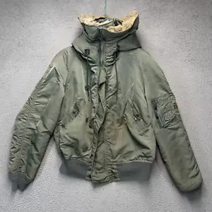 Alpha Industries Jacket Flying Mans Heavy Attached Hood N-2B Mens Medium Green - Picture 1 of 13