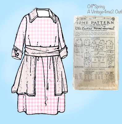 1920s Ladies Home Journal 2578 Vintage Sewing Pattern Girls Big Bow Dress sz 12 - Image 1 of 4