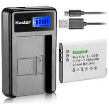 LI-90B Battery & LCD Slim Charger for Olympus Stylus XZ-2, XZ-2 iHS, TG-Tracker