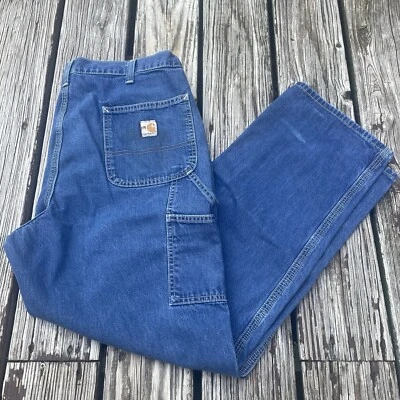Carhartt FR 38x32 Flame Resistant Men’s Carpenter Pocket Blue Denim Jeans 290-83 - Image 1 of 4