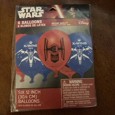 GLOBOS DE LÁTEX STAR WARS El Despertar de la Fuerza (6) ~ Suministros para Fiesta de Cumpleaños Helio Foto 1 de 2