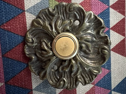 Antique Wrought Bronze Aesthetic Doorbell n615 W Light Round Flat Wired Cover