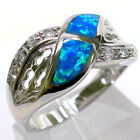CHARMING BLUE FIRE OPAL 925 STERLING SILVER RING SIZE 6