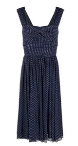 Polo Ralph Lauren Sleeveless Polka Dot Party/Cocktail Dress Size 12 Navy NWT - Picture 1 of 6