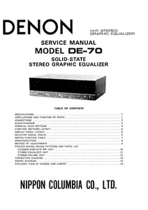 Manual de servicio instrucciones para Denon DE-70 - Imagen 1 de 1
