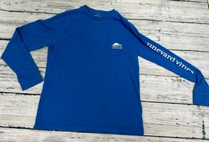 Vineyard Vines L/S Blue EDSFTG Snowboard Graphic T-Shirt Sz Large (16) Youth - Picture 1 of 7
