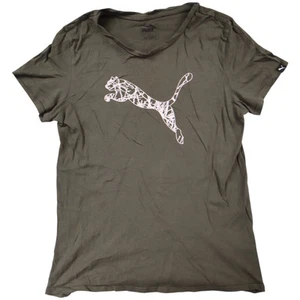 Puma Womens T-Shirt Size 12 Green Short Sleeve Round Neck 100% Cotton - Picture 1 of 8