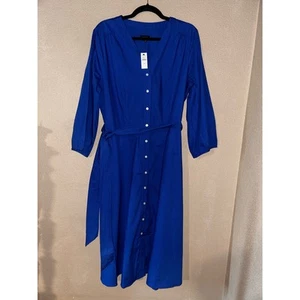 Talbots Popeline blau Majesty Fit & Flare Gürtel Langarm Shirtkleid 14 Neu mit Etikett  - Bild 1 von 11