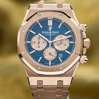Audemars Piguet Royal Oak Cronógrafo 41 mm Oro Rosa Esfera Azul 26331OR Juego Completo Foto 1 de 4