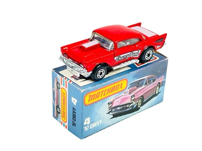 Matchbox Lesney Superfast MB4 Red Cherry Bomb 1957 Chevy w/L Box - Image 1 of 4
