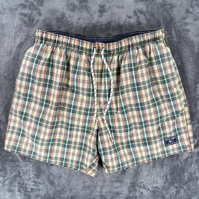 Vintage Tommy Hilfiger Swim Trunks XL Plaid Mesh Lined Shorts Flag Logo USA 90's - Image 1 of 4