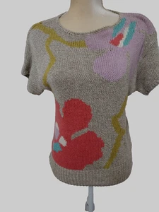 Vintage LizCleiborne Kurzarm Strick Pullover Oberteil Leinenmischung Small Petite - Bild 1 von 13