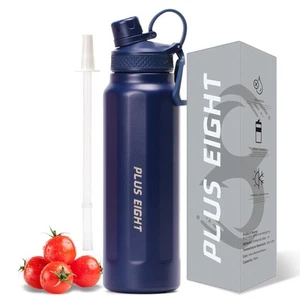 Sports Water Bottle, Insulated Water Bottle With Straw, Stainless Steel Water... - Picture 1 of 6