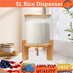 Dispensador de arroz de 5 L botella de 10 granos cereal comida seca recipiente de vidrio + válvula - Imagen 1 de 24