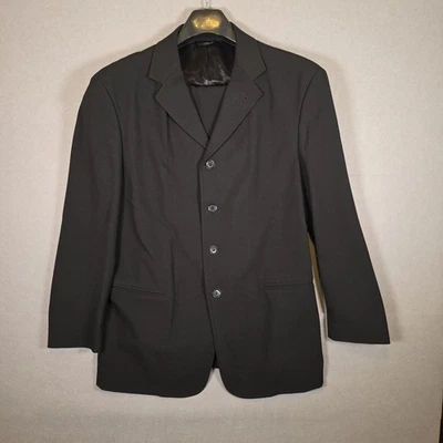 Blazer Armani Collezioni 42 Negro Sólido Diseñador Abrigo Deportivo Traje Chaqueta 34 Pantalones Foto 1 de 4