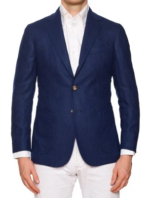 Jaqueta Slim Fit STILE LATINO "Vincenzo" Azul Espinha de Arenque Lã Cashmere - Imagem 1 de 4