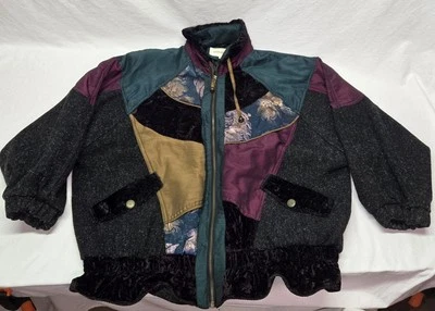 Jaqueta Feminina Vintage Charles Klein 2X Colorblock Patchwork Anos 80 Anos 90 - Imagem 1 de 4