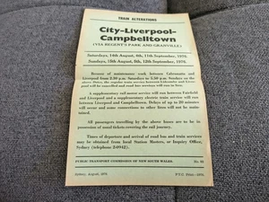Sydney Liverpool Campbelltown Granville Train Alteration 1976 Transport NSW - Bild 1 von 2
