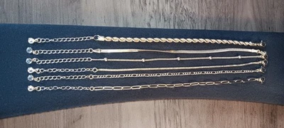 Tewiky Waterproof Ankle Bracelets for Women, 14K Gold Plated 6 Pc. Set  9" - Image 1 of 4